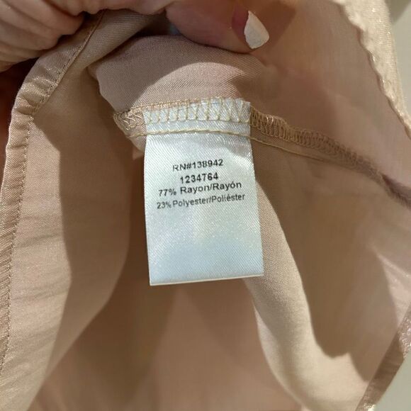 On Twelfth pink shimmer puff sleeve top in small - Picture 5 of 7